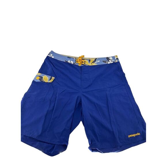 Patagonia Men's Stretch Wavefarer Boardshorts Blue/Yellow Size 34 Surfing - Picture 1 of 6